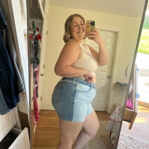 Blue Two Tone Denim Shorts